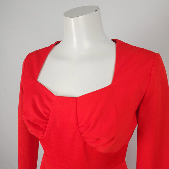 Vintage Red Long Sleeve Maxi Dress Size S/M - Picture 3 of 10
